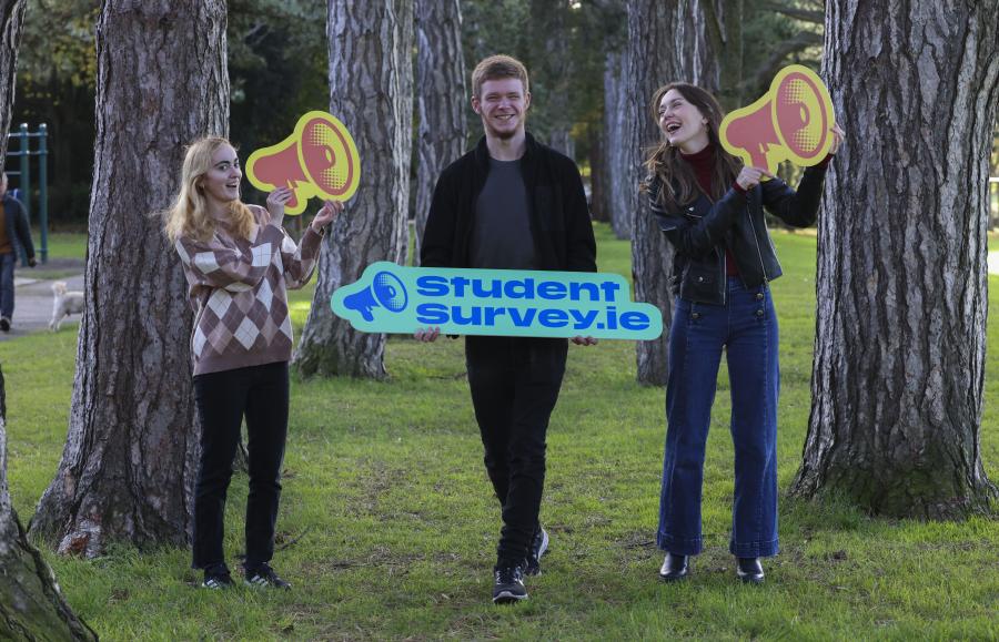 Students holding banners